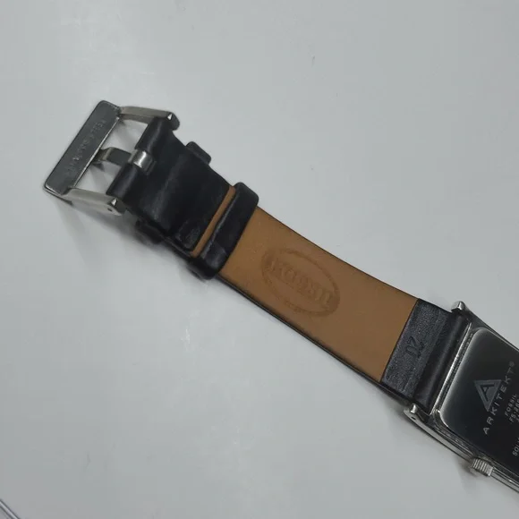 Fossil ARKITEKT FS2694 Navy Face Silver Case Black Leather Band